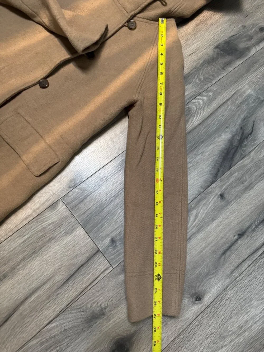 J. Crew Wool Blend Hooded Button Front Coat In Camel Size 4 Fully Lined Made In - Picture 10 of 12